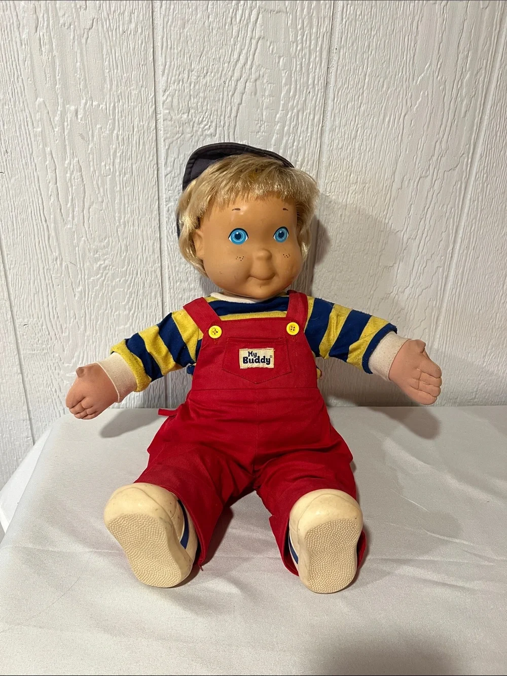 My Buddy Red Overalls Plush Doll with Blue Eyes Vintage 1985